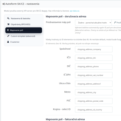 API-DATA Autoform SK/CZ